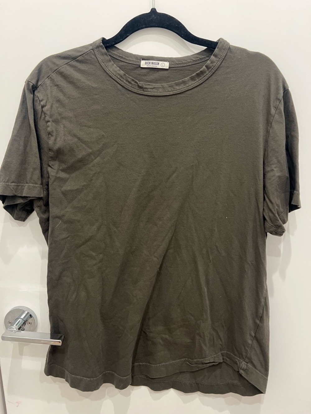 Buck Mason Olive and white Short-Sleeve Crew T-Shirt